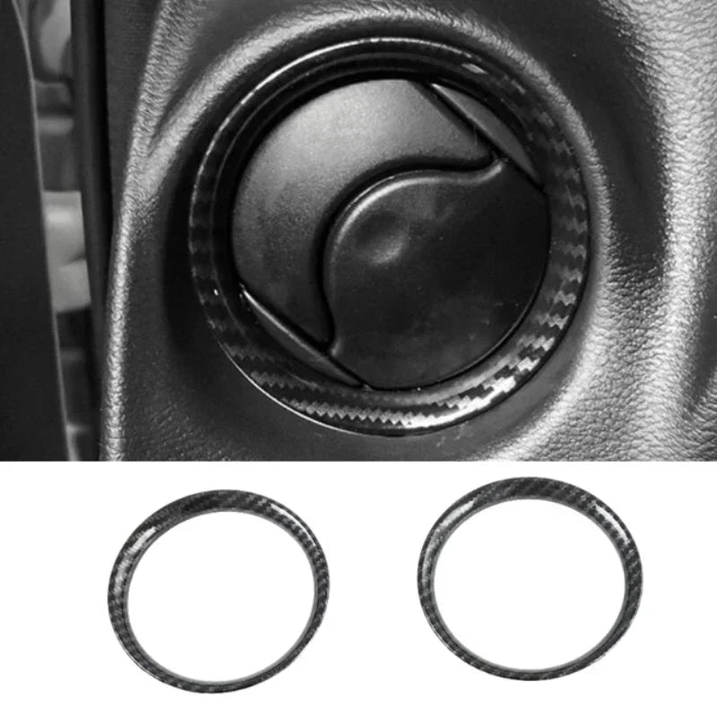 LEAP Circular Air Vent Trim Rings for Nissan Navara NP300 D23 2015–2020 – Carbon Look — 2 circular trim rings