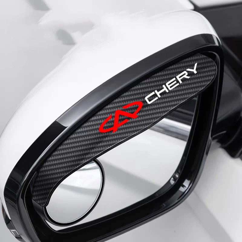 LEAP carbon-fibre-look mirror rain guard pair for Chery Tiggo models