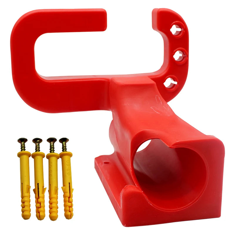 LEAP Wall-Mounted Pressure Washer Gun and Hose Holder – Red — complete set