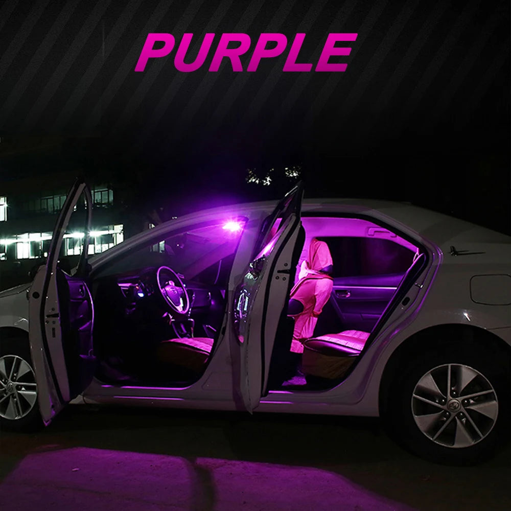 Purple lighting appearance example – bulb quantity and fitment are specified in this listing