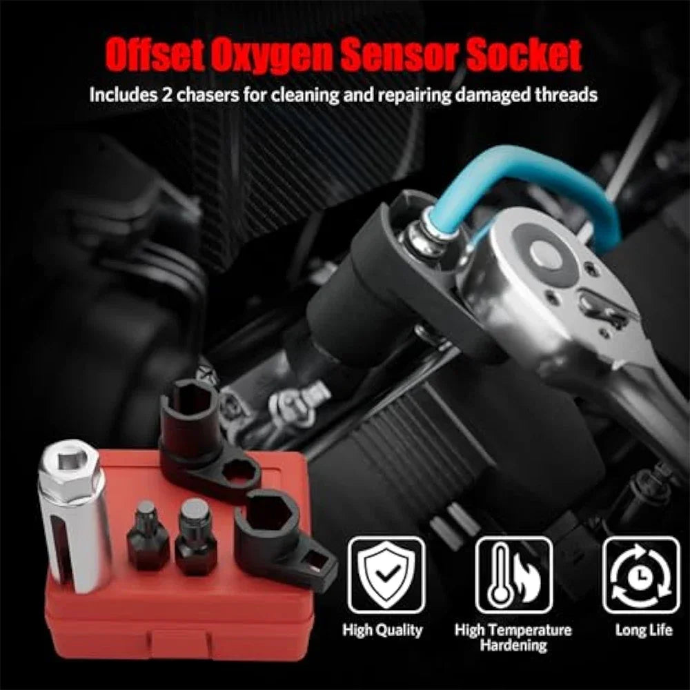 5-Piece 22mm Oxygen Sensor Socket and Thread Chaser Kit - view 3