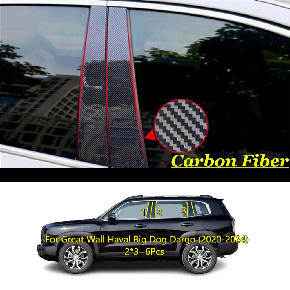 LEAP Window Pillar Trim Set for Haval Dargo / Big Dog 2020–2024 – Carbon-Look – 6 Pieces