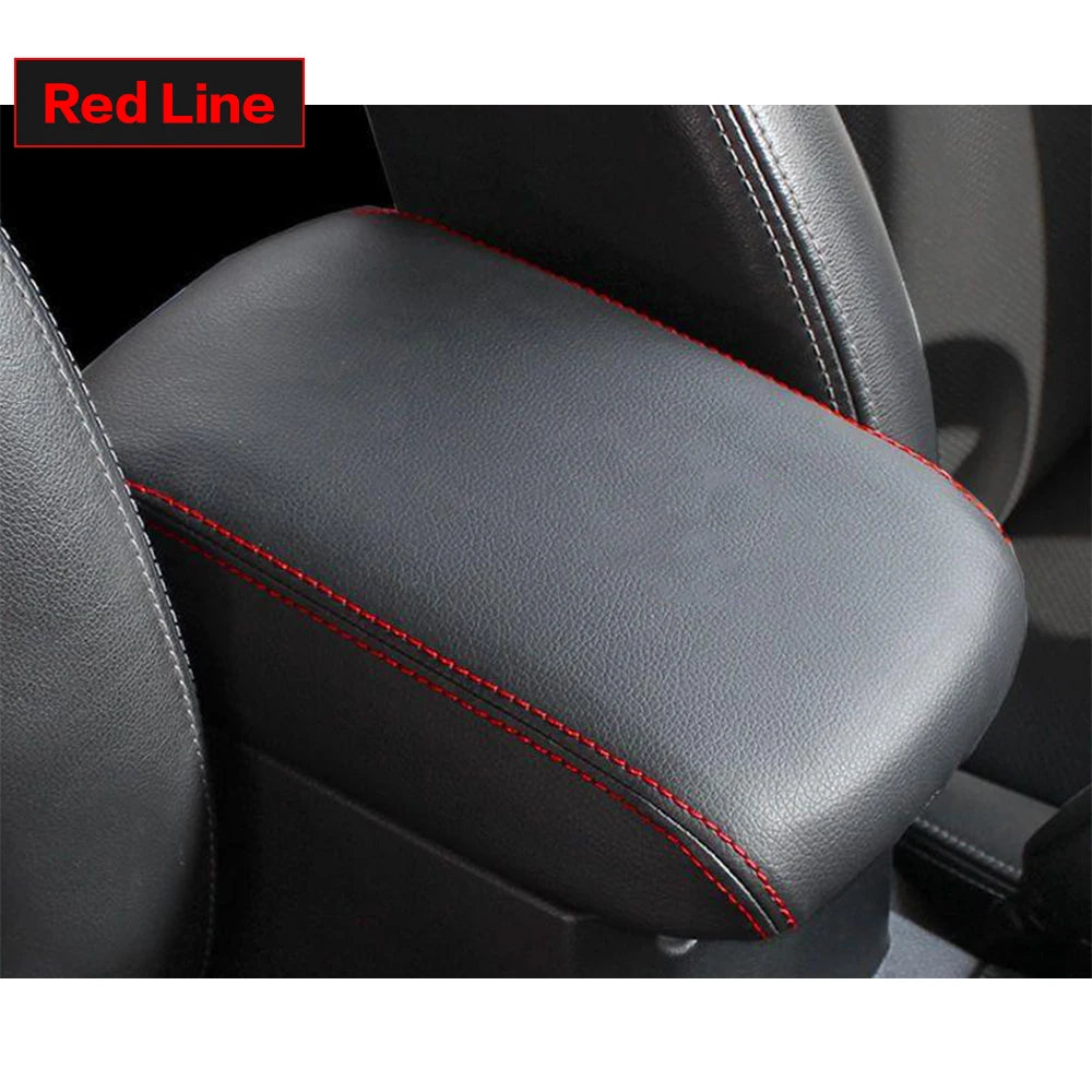 LEAP Centre Armrest Box Cover for Subaru Forester 2019-2021 – Black with Red Stitching