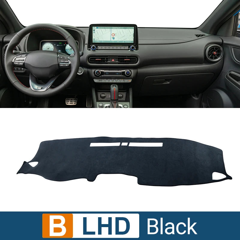 LEAP Dashboard Mat for Hyundai Kona 2017–2022 LHD – Flannel / Black