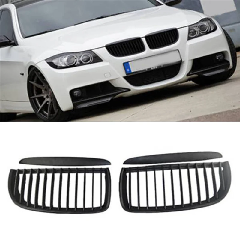 Superior-Car Matte Black Front Hood Kidney Grill Mesh Sport Racing Grills For BMW 3 Series E90 E91 2005-2008