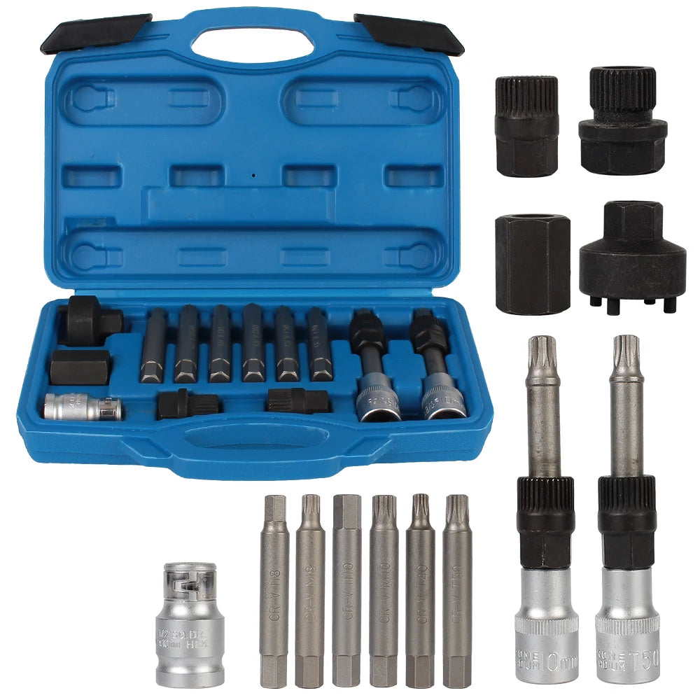 LEAP Universal Alternator Freewheel Pulley Removal 13 Pcs/Set Engine Auto Tool Set Car Belt Removal Wrench Tool – image 3