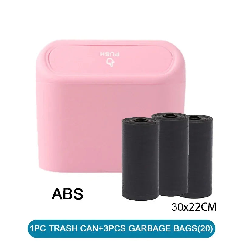 LEAP Mini Vehicle Rubbish Bin and Bag Rolls – Pink / 60 Bags