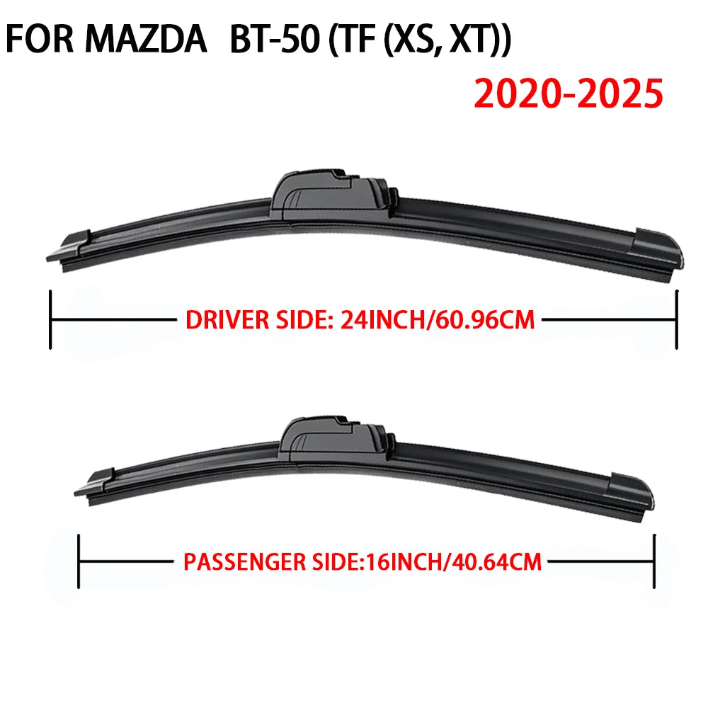 LEAP Front Wiper Blade Pair for Mazda BT-50 2020-2025 TF XS / XT – J-Hook 24-inch + 16-inch