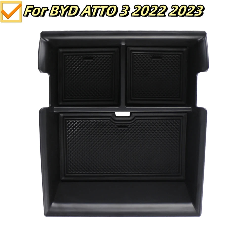 LEAP BYD ATTO 3 centre console storage tray installed view