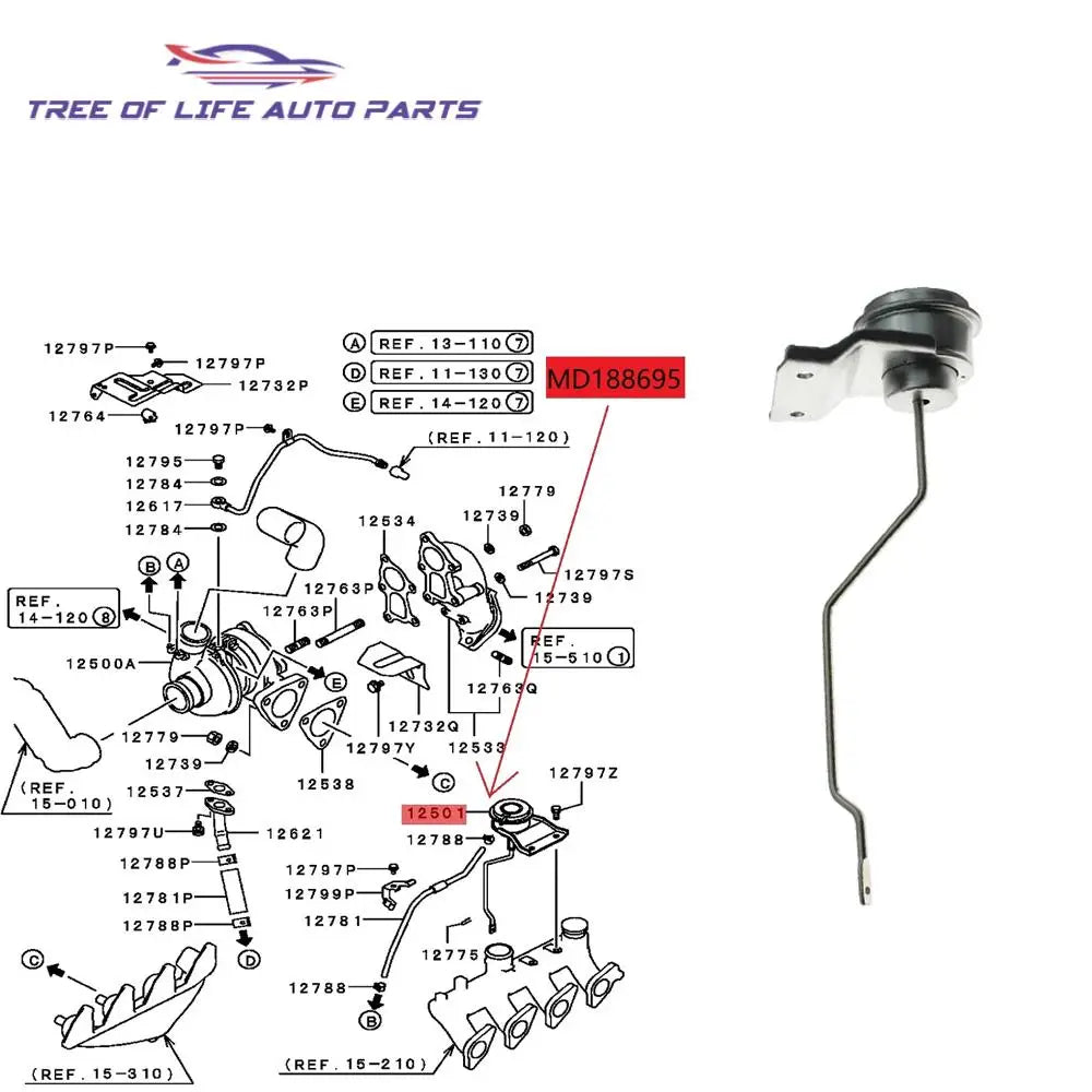 LEAP Turbocharger Wastegate Actuator for Mitsubishi Triton Pajero 4D56 2.5L Diesel - view 3