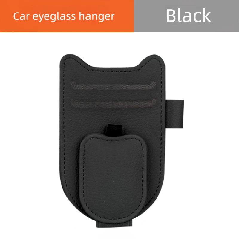 LEAP Magnetic PU Sun Visor Sunglasses & Ticket Holder – Black