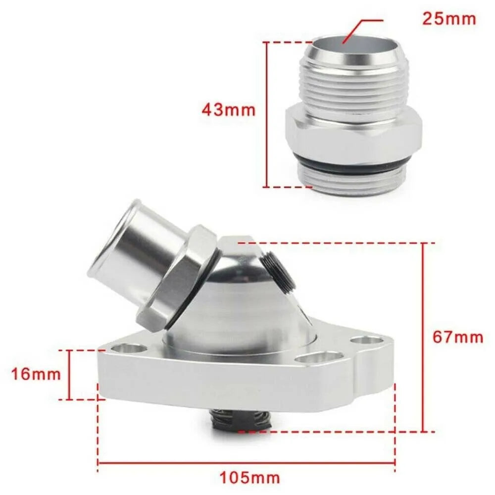 LEAP Silver Swivel Thermostat Housing for Honda K20 K24 Engine Swap - image 3