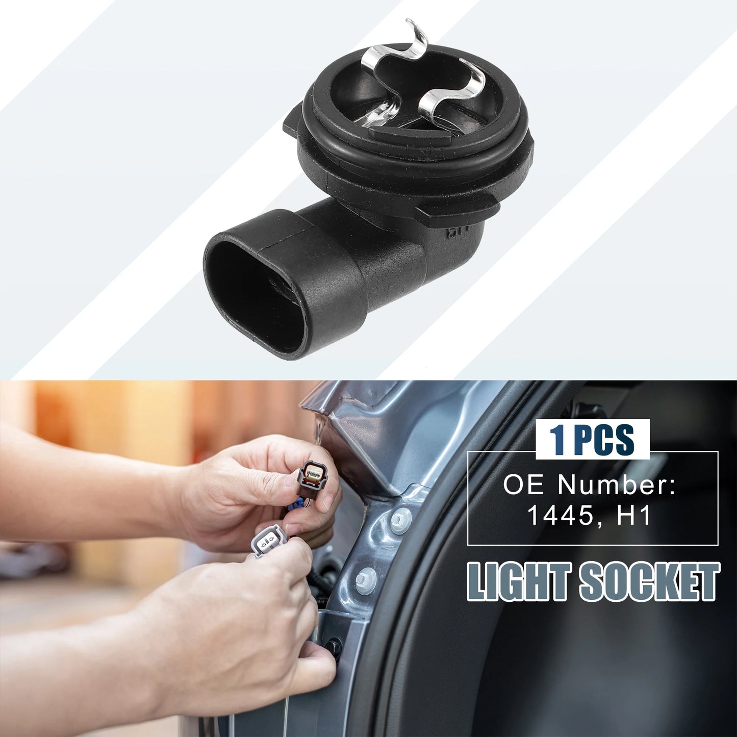 X AUTOHAUX H1 Fog Light Bulb Holder Socket 1445 Black - One black H1/1445 fog-light bulb holder socket