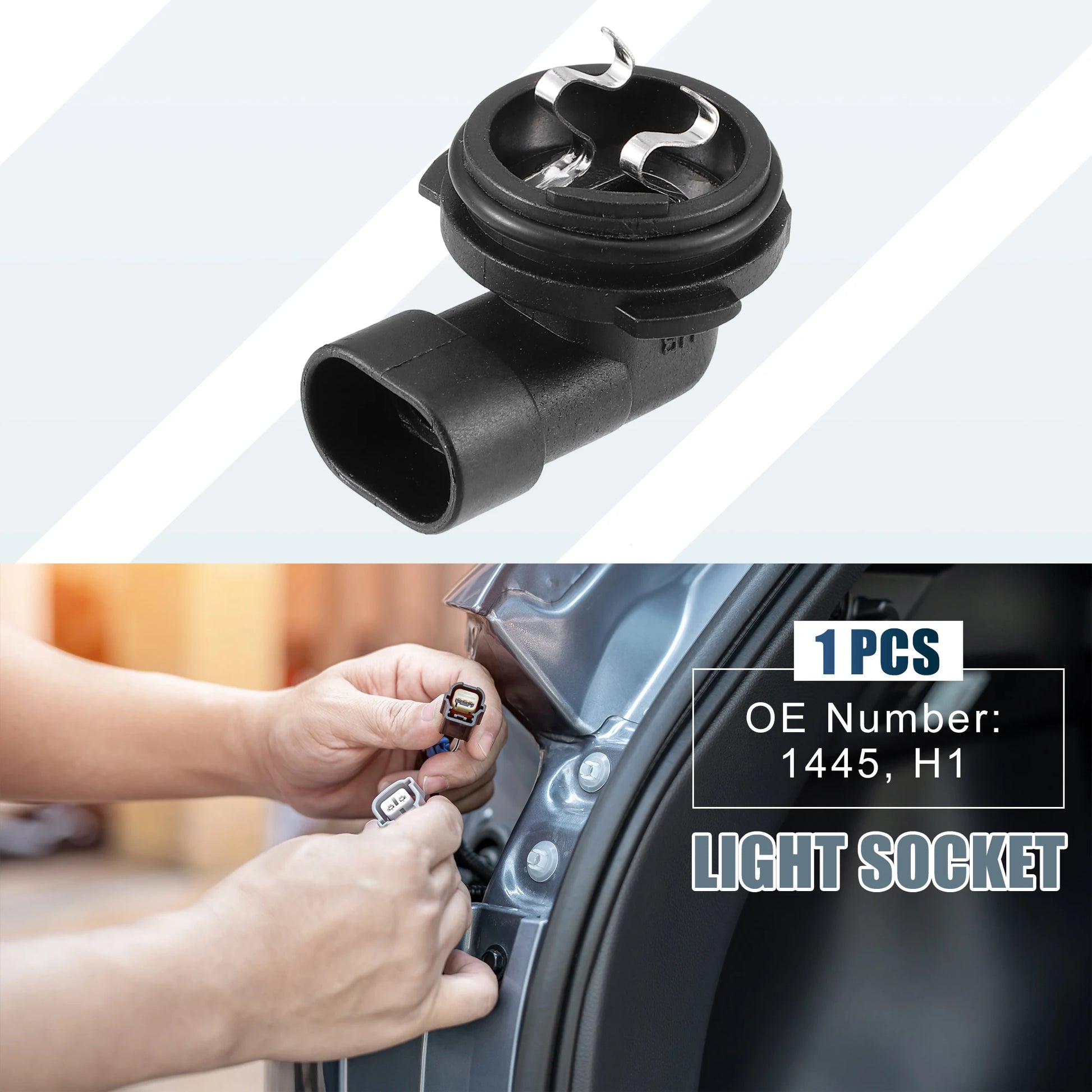 X AUTOHAUX H1 Fog Light Bulb Holder Socket 1445 Black - One black H1/1445 fog-light bulb holder socket