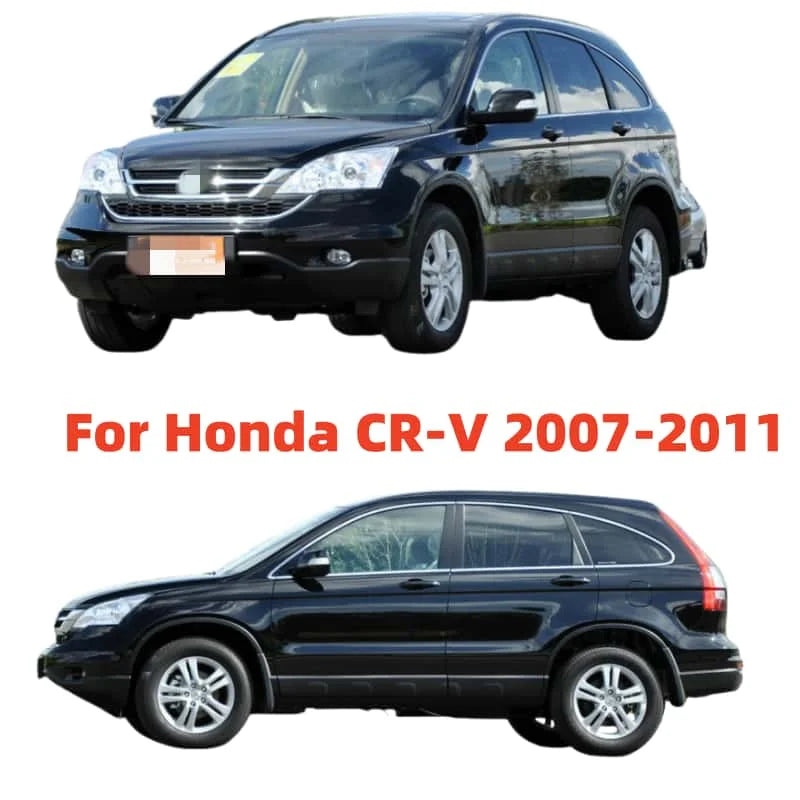 LEAP 4-Piece Window Visor Set for Honda CR-V 2007-2011 – Vehicle photographs identify the selected fitment. Close-up photographs illustrate the visor profile and adhesive backing; they do not show the complete four-piece set.