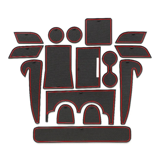 LEAP 16-Piece Door Groove Mat Set for Hyundai Kona SX2 2024–2025 – Black And Red