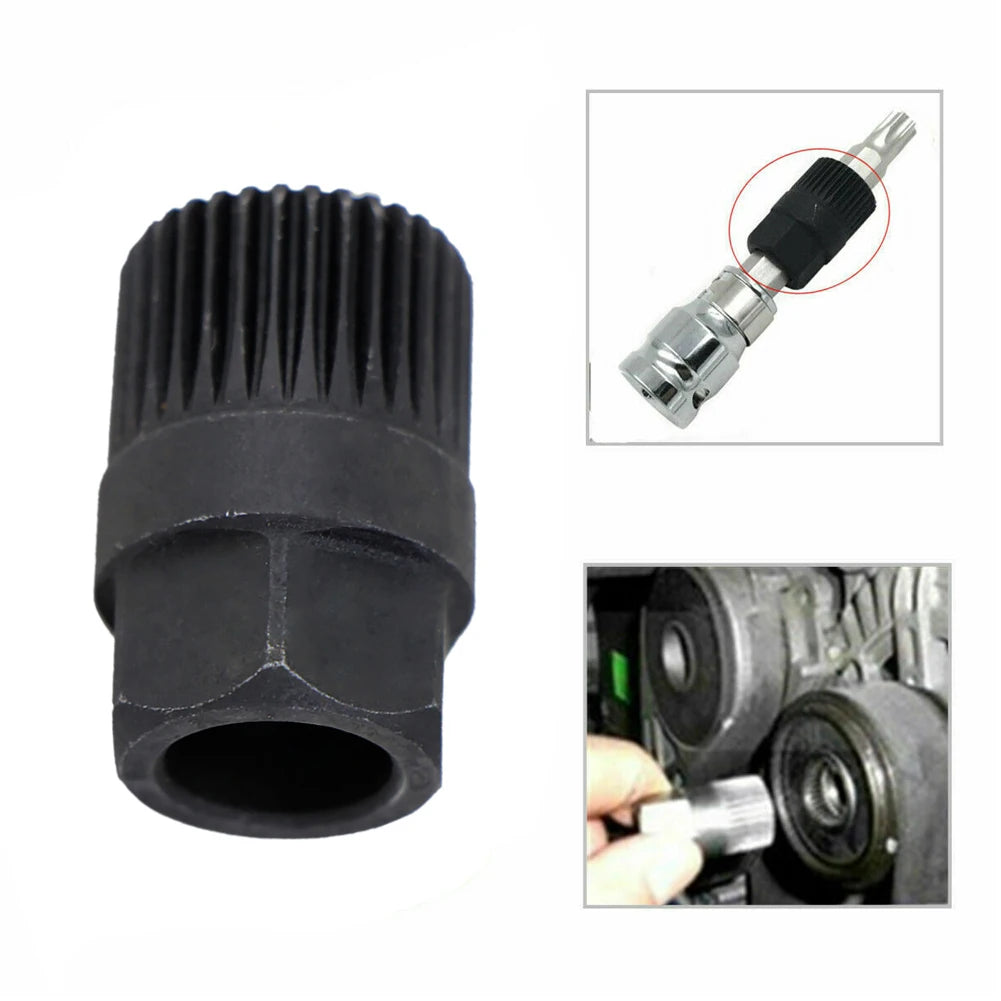 LEAP Alternator 33 Tooth Clutch Free Wheel Pulley Removal Tool For V-belt Pulley Use With T50 TORX 17*33*30mm Black – image 2