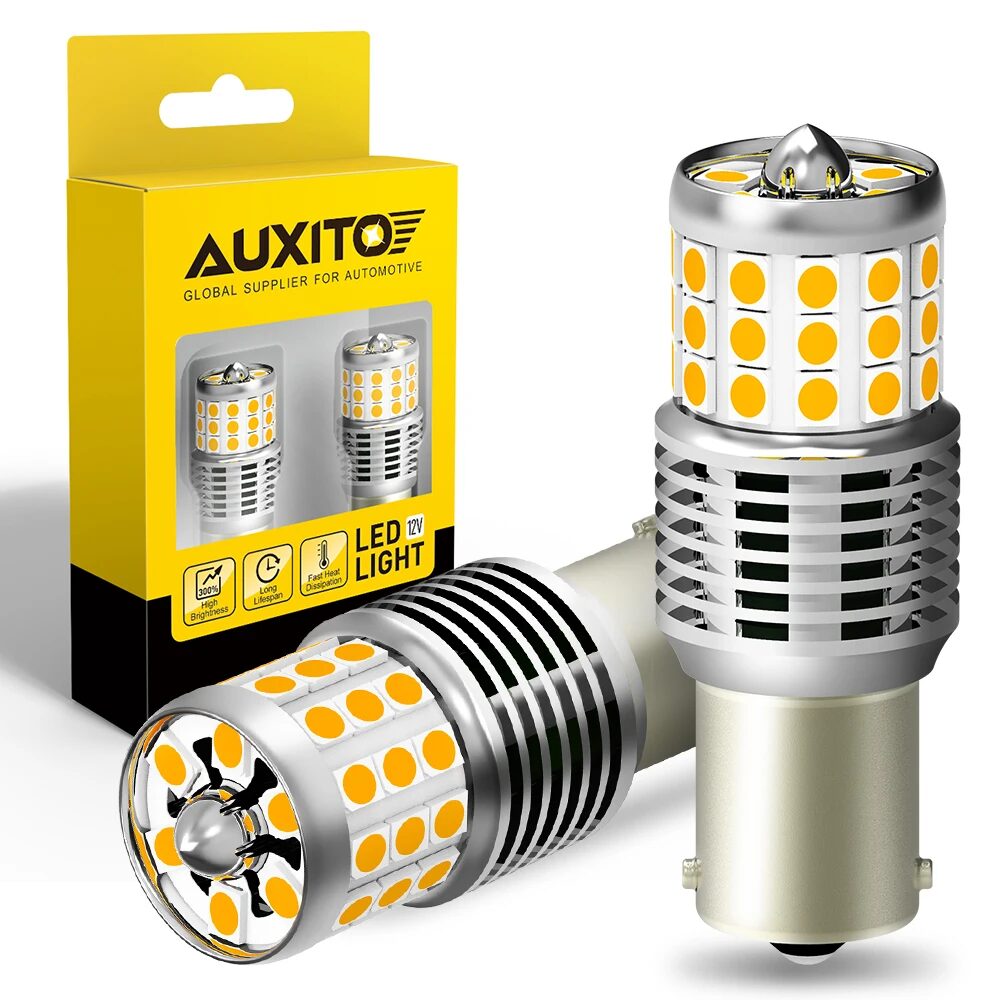 AUXITO BA15S P21W Amber LED Indicator Bulbs 12V Pair