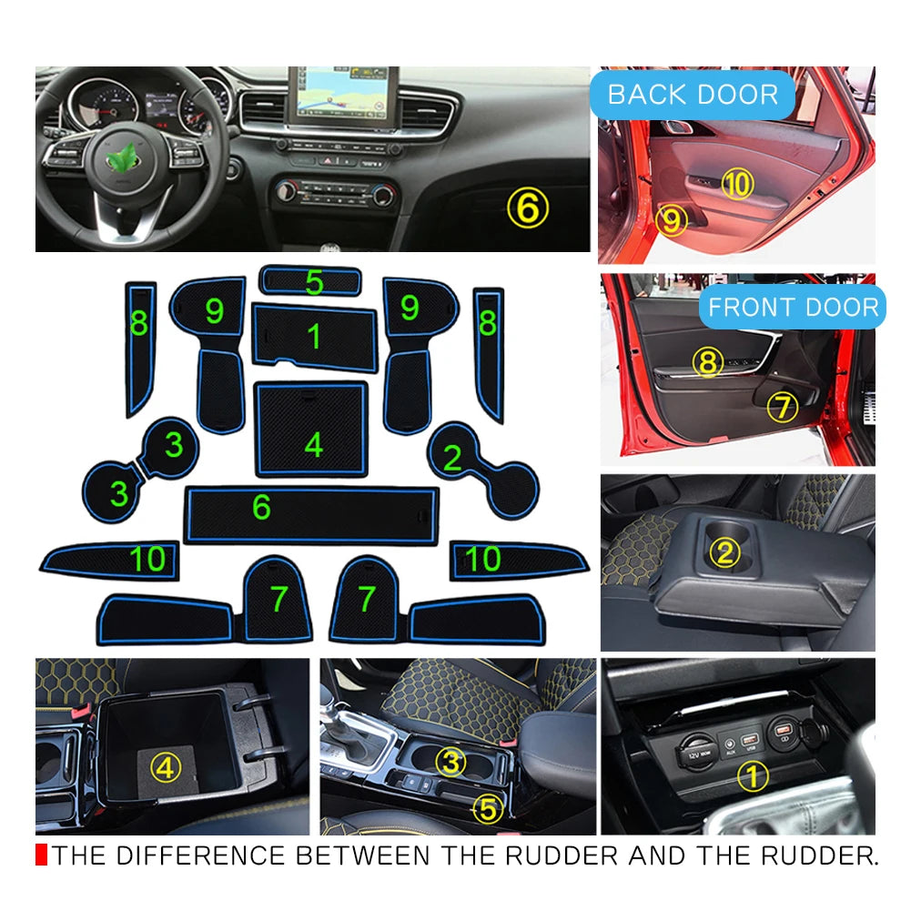 LEAP RUIYA for Kia Ceed 2018-2025 / Kia XCeed GT 2020-2025 Car Door Groove Mat Anti-slip Slot Pad Auto Interior Ceed Accessories – Blue - 3
