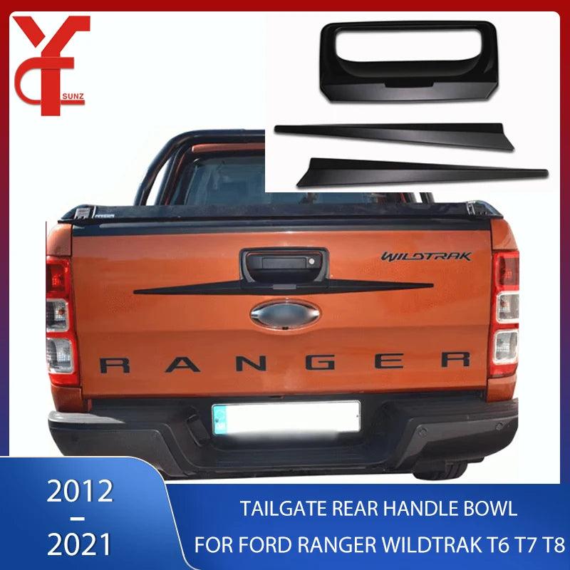 LEAP Tailgate Rear Handle Bowl For Ford Ranger Wildtrak T6 T7 T8 2012 2013 2014 2015 2016 2017 2018 2019 2020 2021 accessories – Black, Rear - 1