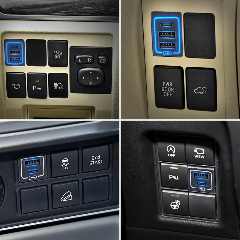 LEAP For Toyota Land Cruiser Prado 150 200 Car QC3.0 Quick Charger Accessories Modification LC150 LC200 Dedicated Led Charging System