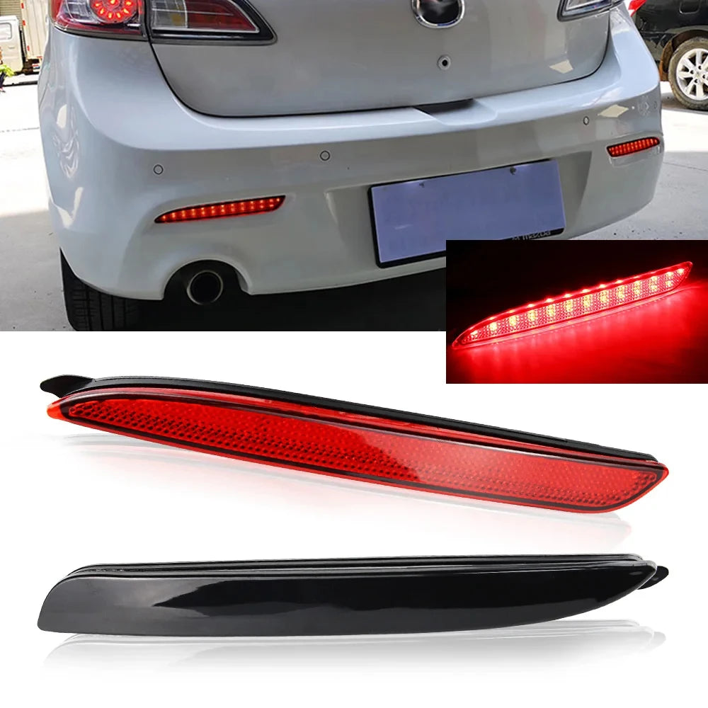 LEAP LED Car Reflector Tail Brake Lights For Mazda 3 2010 2011 2012 2013 2014 2015 Rear Bumper Warning Fog Lamp Accessories 2PCS – 2pcs RED LENS - 1