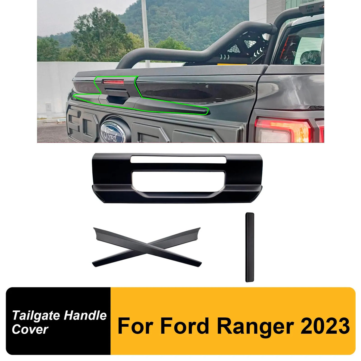 LEAP Tailgate Handle Cover Without keyhole Rear Door Handle Cover For Ford Ranger T9 2023 2024 XLT XLS XL Next Generation Accessories – tail - 1