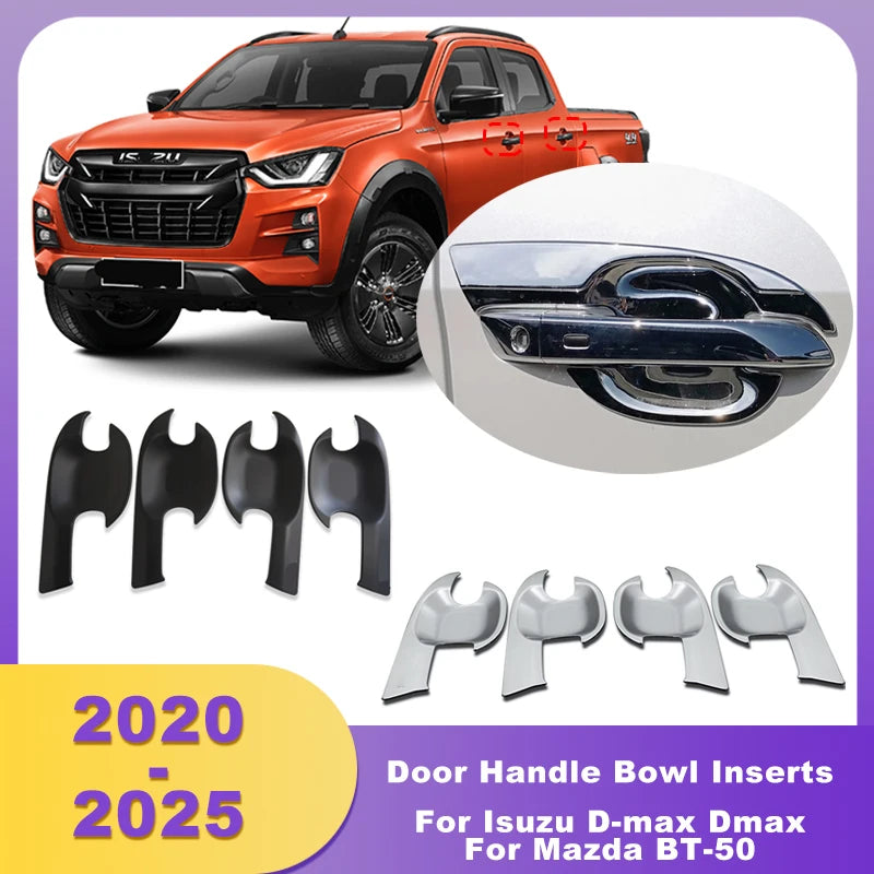 LEAP ABS Door Handle Bowl Insert Exterior Handle Parts For Mazda BT50 BT-50 2021-2025 For Isuzu D-max Dmax 2020-2025 Pick Up Truck – Matte Black - 1