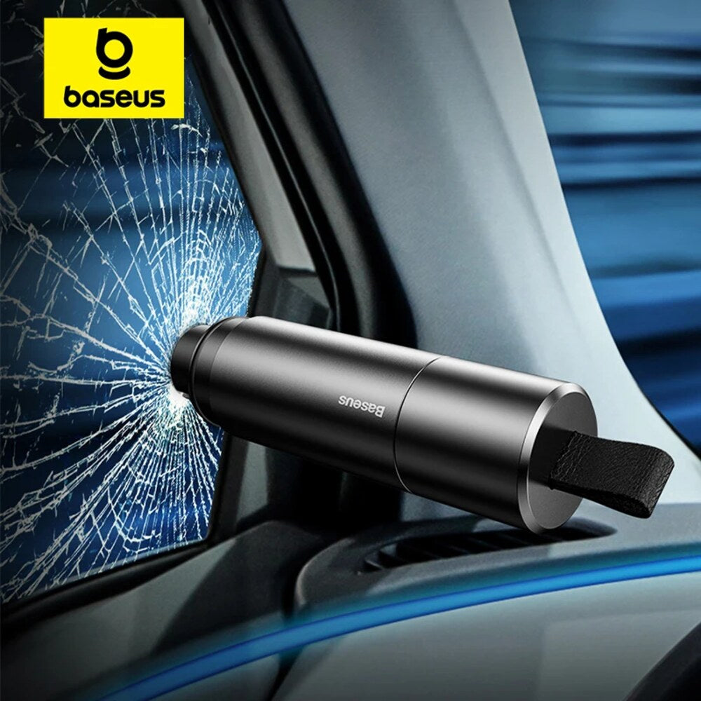 Baseus Vehicle Emergency Safety Hammer & Seat Belt Cutter – Black - LEAP-AU-05956
