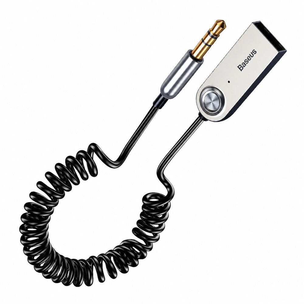 Baseus BA01 Bluetooth AUX Car Audio Adapter – Black Coiled Cable - LEAP-AU-05958