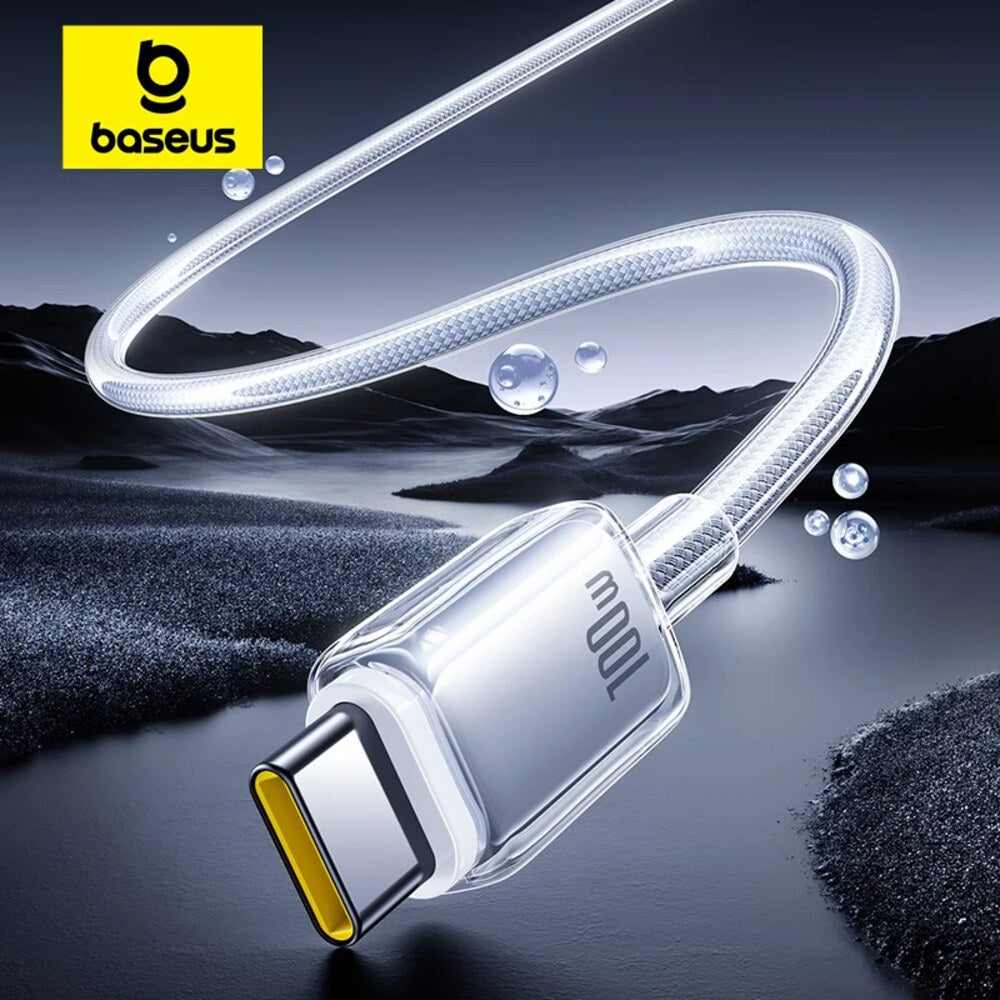 Baseus 100W USB-A to USB-C Fast Charging Cable – Clear Silver - LEAP-AU-05959