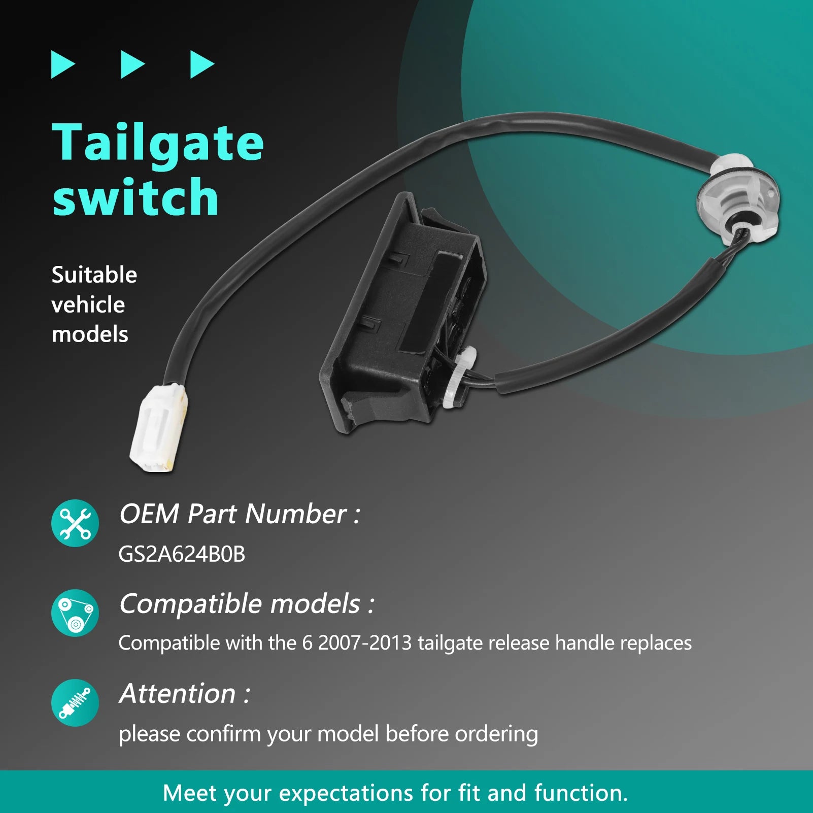 LEAP GS2A-62-4B0B Mazda 6 tailgate release switch view 2