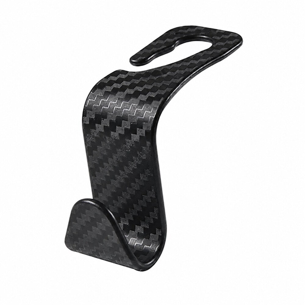 Single LEAP black carbon-fibre pattern car headrest hook