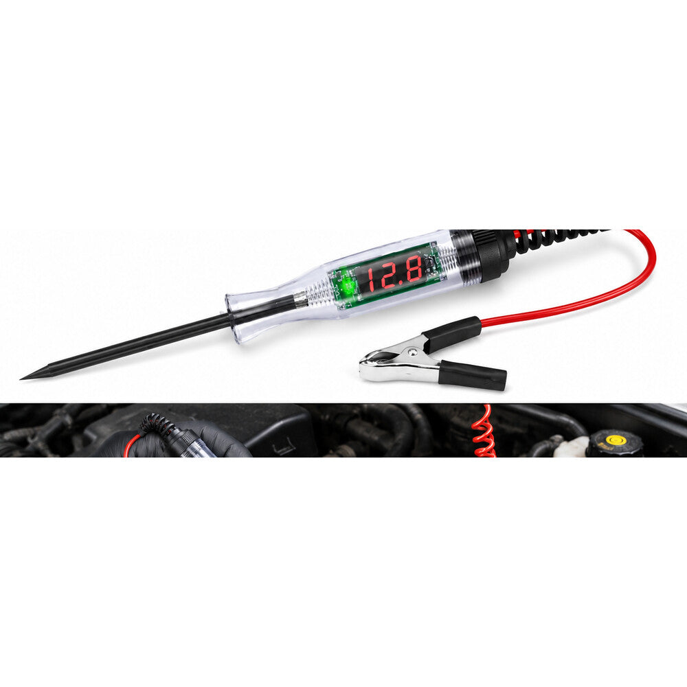 Transparent digital voltage tester handle with long probe and alligator clip