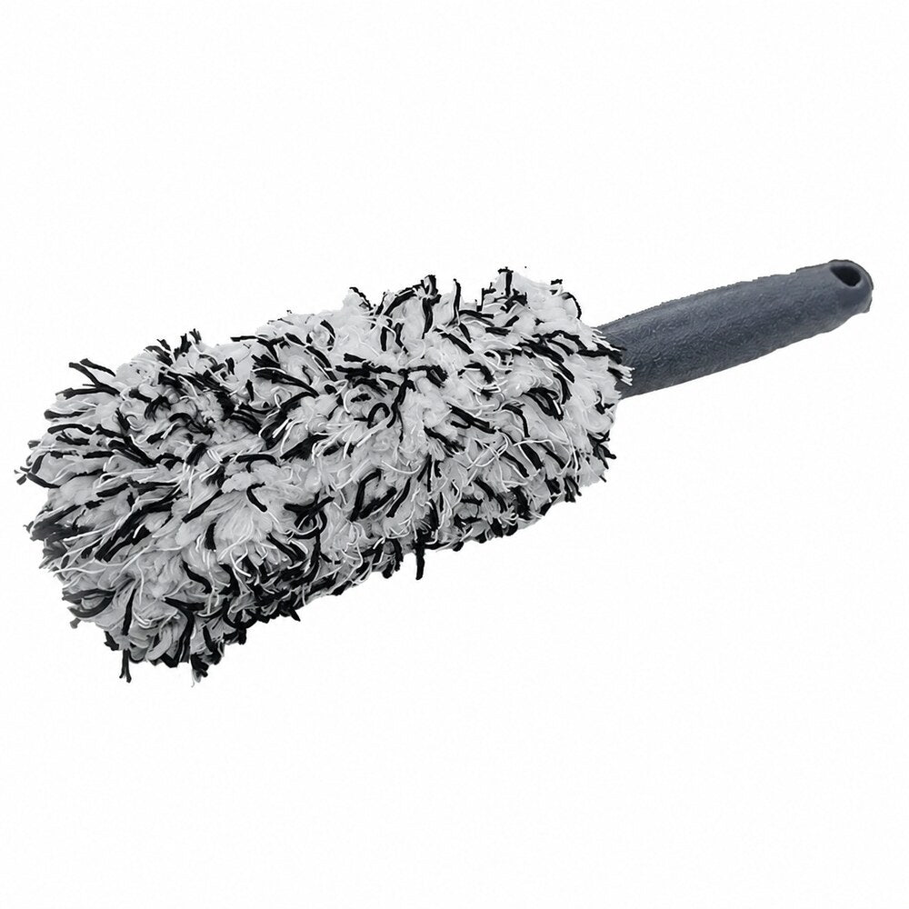 LEAP grey 30 cm plush microfibre wheel brush on white background