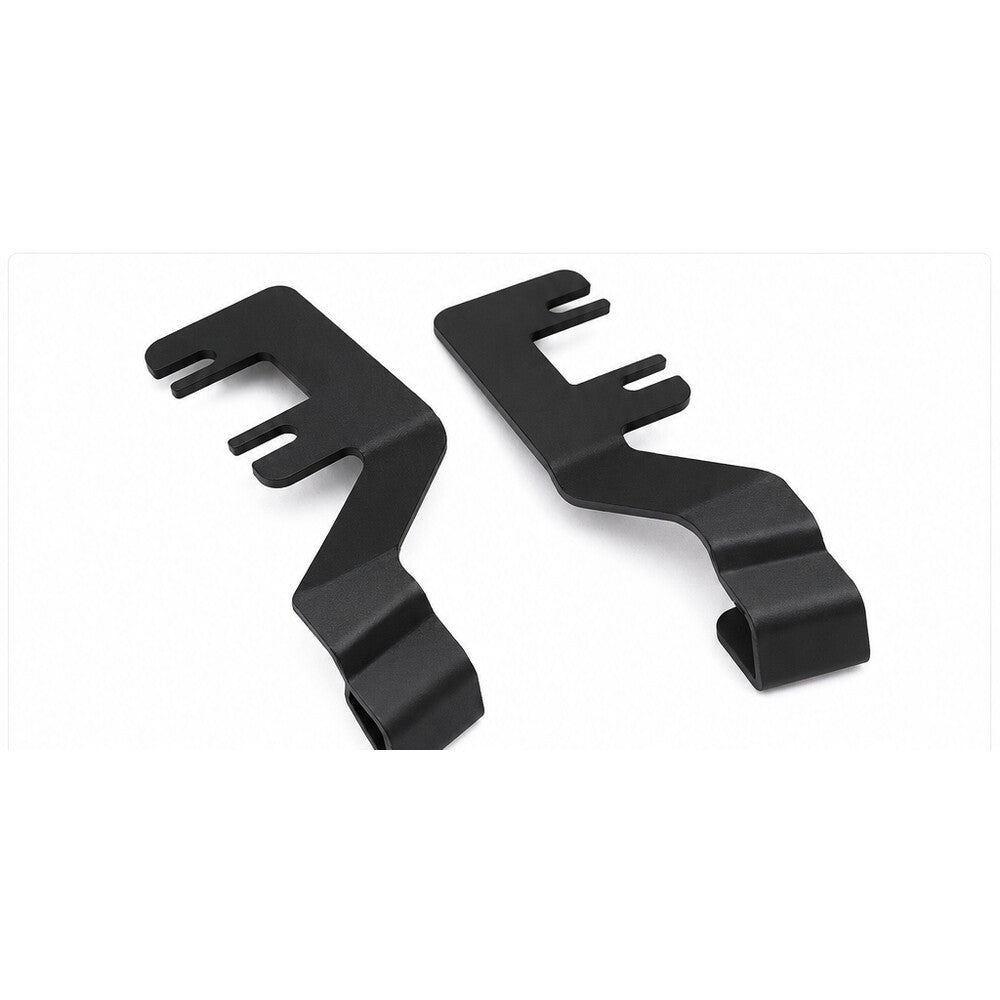 Black folded metal Ranger ditch light brackets with slotted mounting feet