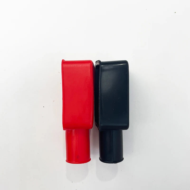 Red and black flexible car battery terminal protective covers