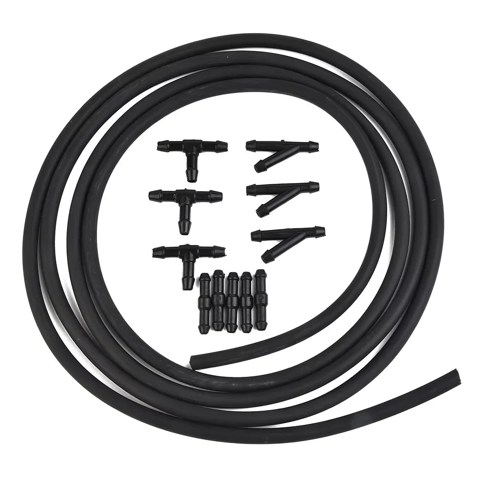 Black windscreen washer hose with T, Y and straight connectors