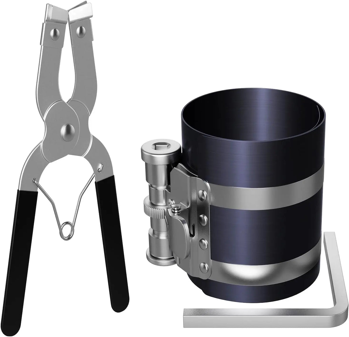 53 to 175 millimetre piston ring compressor and pliers set