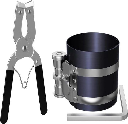 53 to 175 millimetre piston ring compressor and pliers set