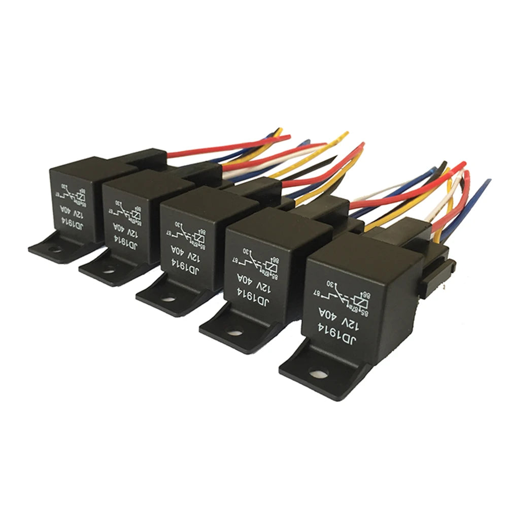 five-piece 12V 40A automotive relay and harness set