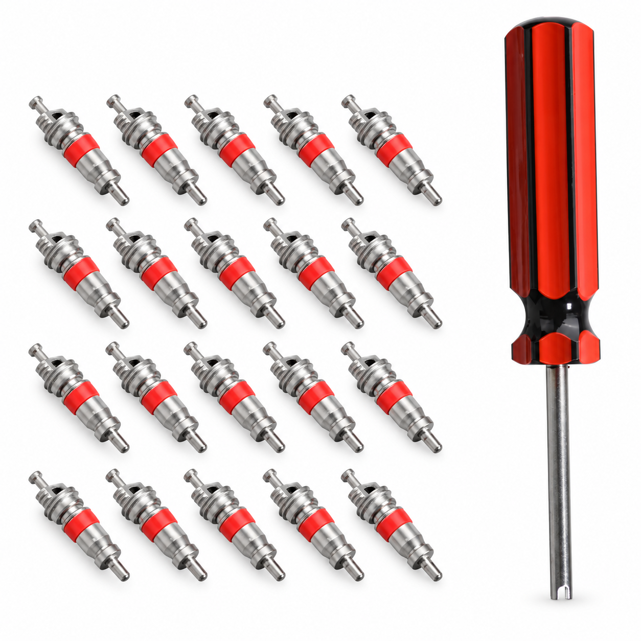 20-piece tyre valve core and removal tool set